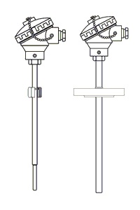Termoresistenze per pressioni medie con inserto intercambiabile e testa di connessione in classe A o B